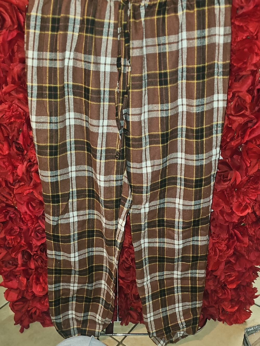 Womens Brown/Yellow Plaid Lounge Pants Size Medium (NO SIZE TAG)